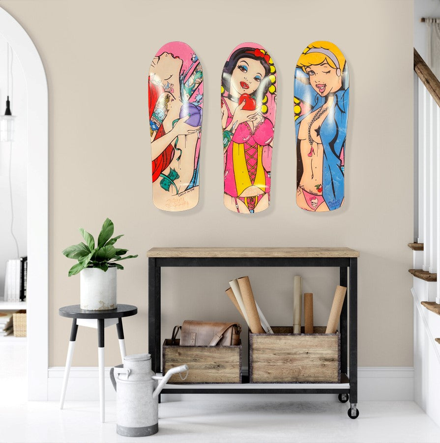 Dirty Di$$ney Skateboard Deck Triptych by JJ Adams