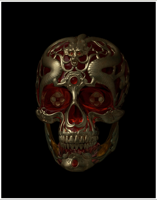 Talisman Skull Red Dragon Lenticular by Gary James McQueen