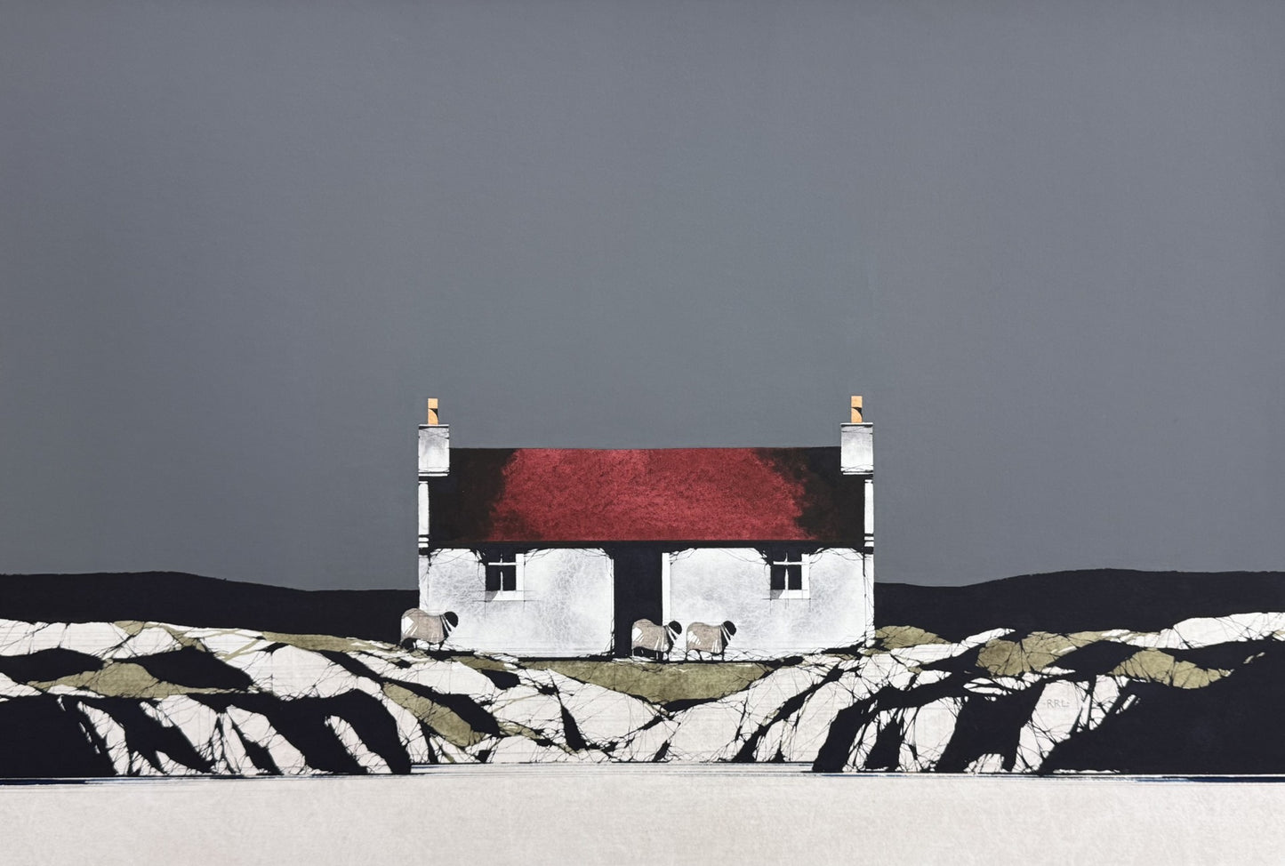 Original Uist Red Roof Cottage by Ron Lawson