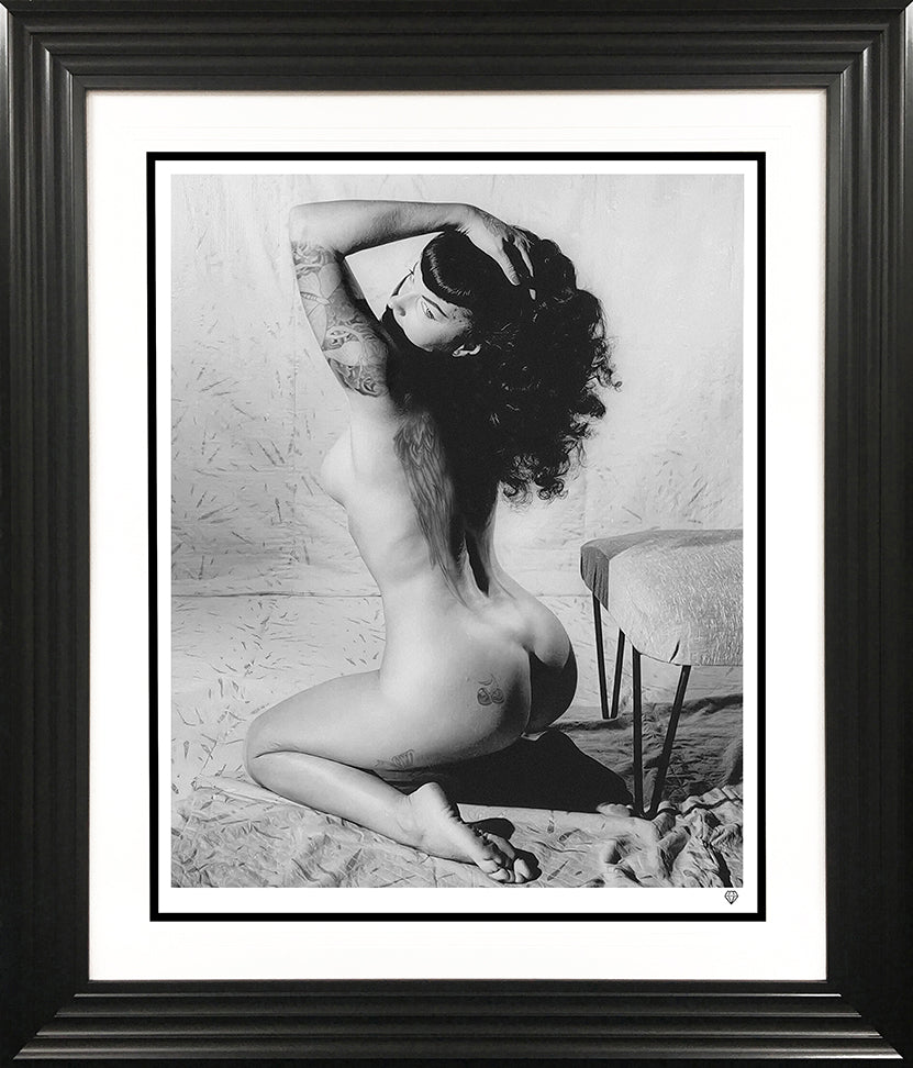 Bettie Page Tattoo II (Black and White) by JJ Adams
