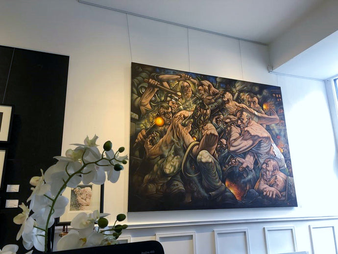 A Sight To Behold... The First Painting In Peter Howson's Notable "World Is On Fire" Series On Display Now