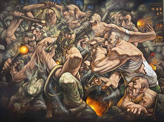 Original The World is on Fire I by Peter Howson 8ft x 6ft