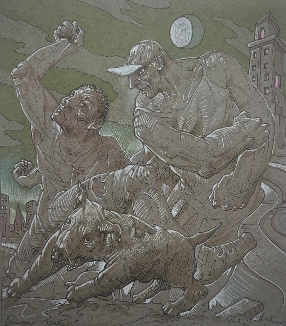 Original Gorbals Drawing II by Peter Howson