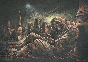 Original Homeless Jesus - No place to lay his Head I by Peter Howson