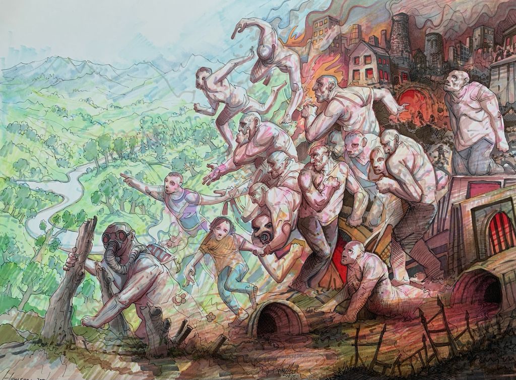 Original The World Is On Fire II (Study) by Peter Howson