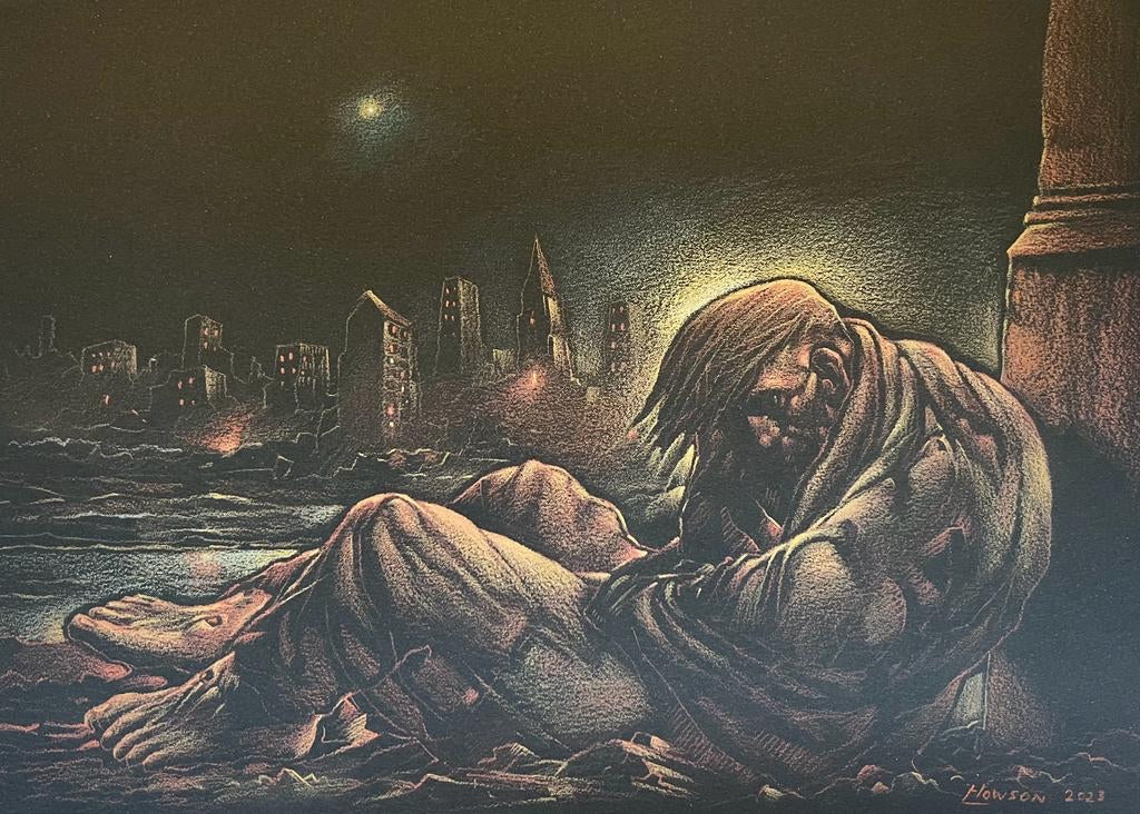 Original Homeless Jesus - No place to lay his Head III by Peter Howson