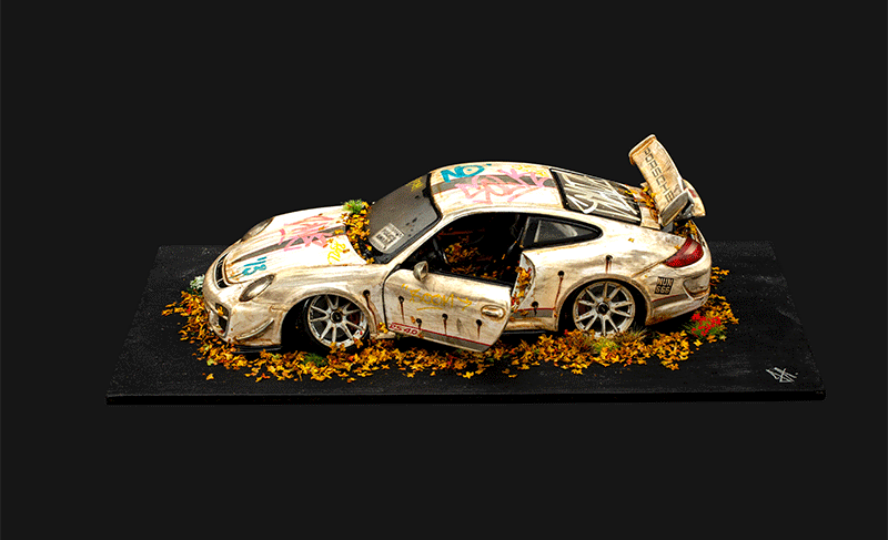 Original Porsche 911 - GT3 RS - White Sculpture by JJ Adams
