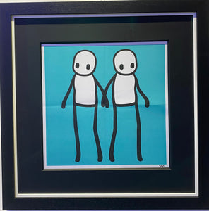 Signed holding hands (Green) by Stik