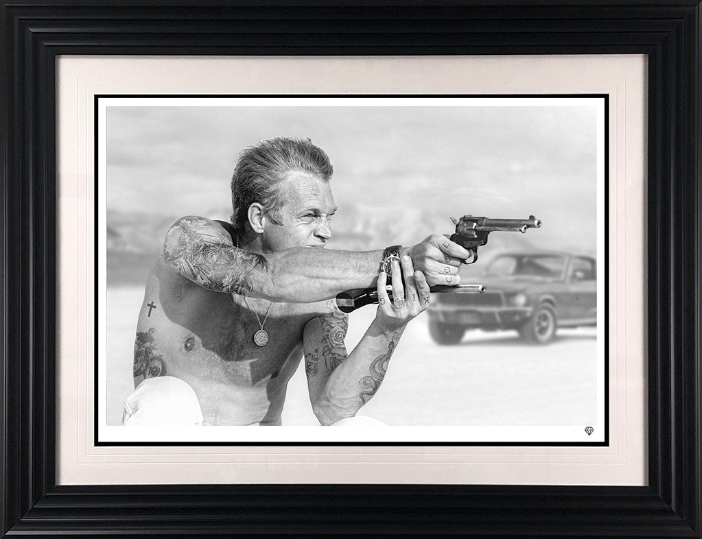 Bullitt From A Gun - Steve McQueen (Black And White) by JJ Adams
