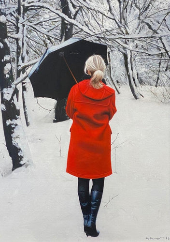 Original Winter Walk (Red Coat) by Gerard M Burns