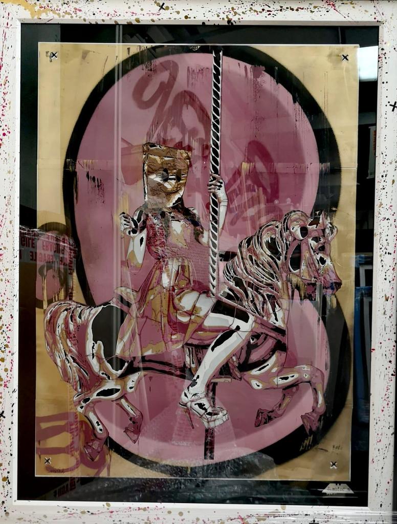 Original Girl On A Carousel Stencil by Zombiedan